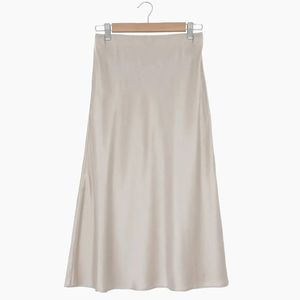 Quince silk midi skirt, size large, Gold/Champagne